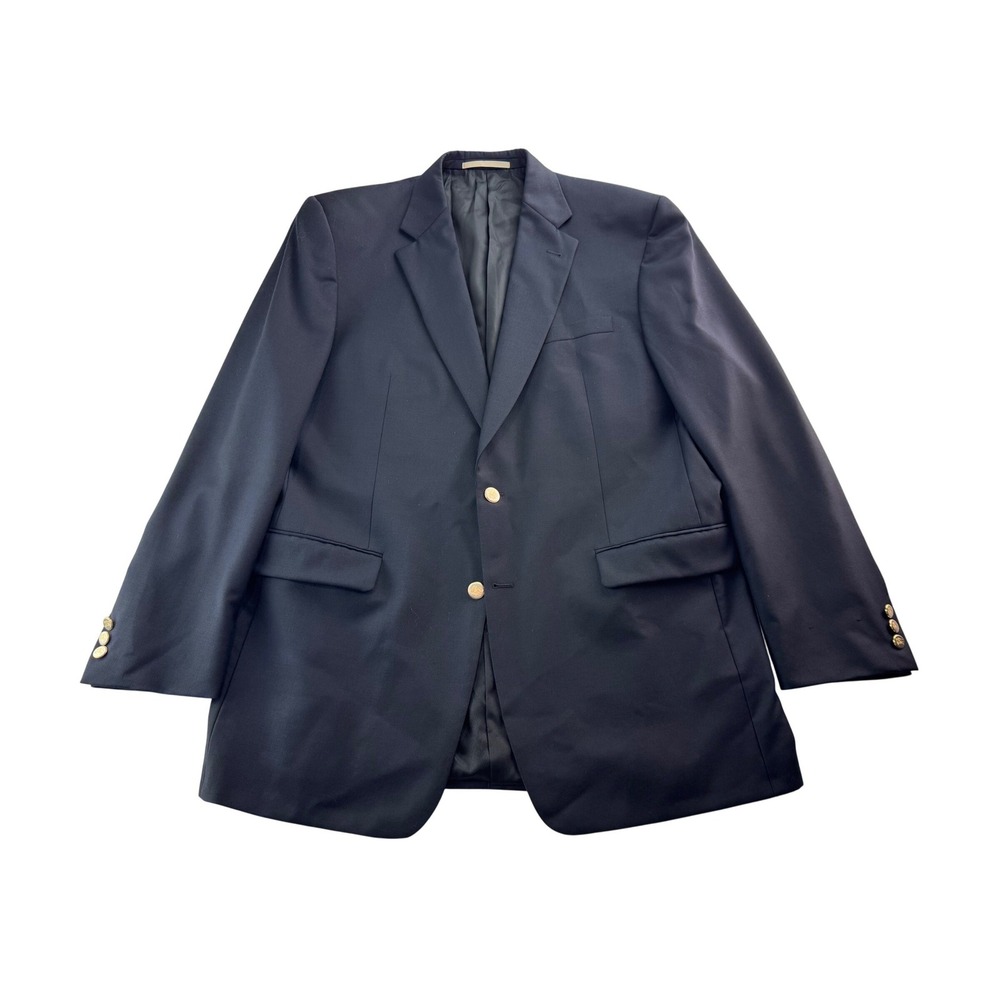 Burberry Mens Navy Kensington Blazer Gold Button Sport Coat Classic Fit Size 44L